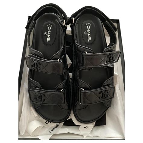 buy chanel sandals black|chanel black dad sandals.